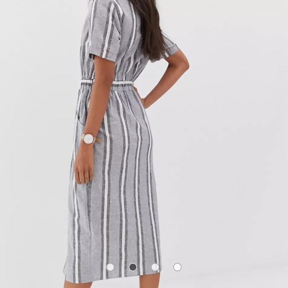 ASOS DESIGN tux midi dress in natural stripe - Picture 4 of 4